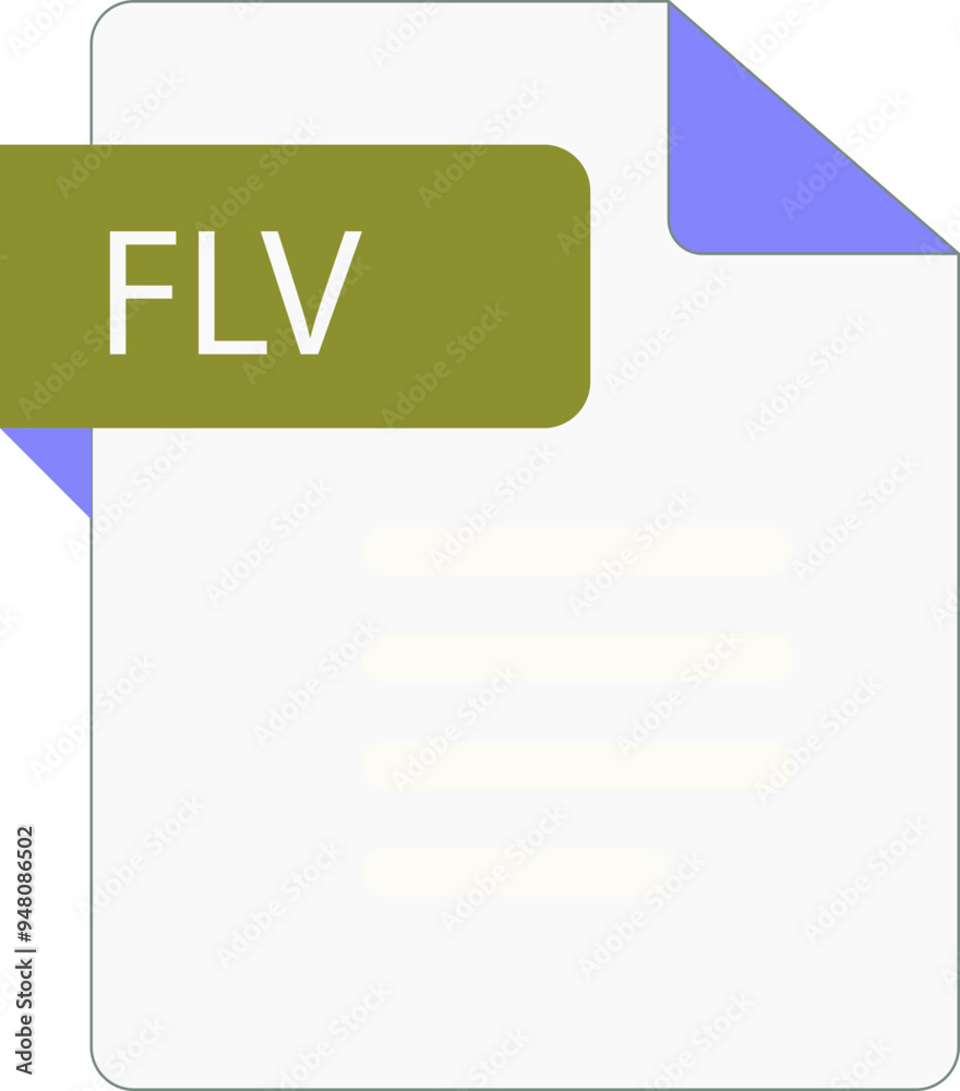 FLV File icon with folded style document FLV File icon with folded style document