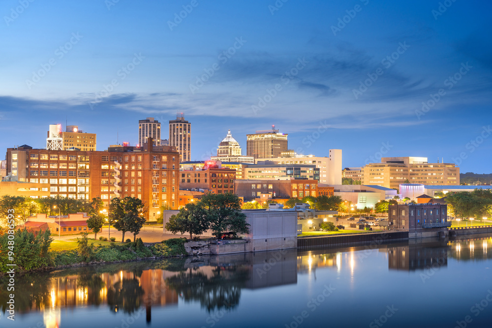 Naklejka premium Peoria, Illinois, USA Downtown City Skyline