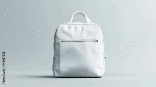 White Leather Backpack with Zipper Detail