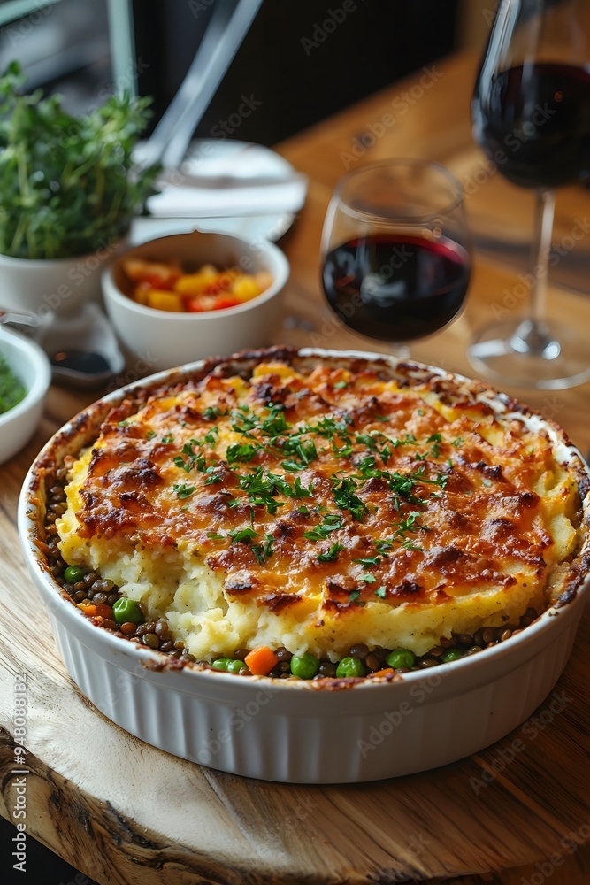 Vegan Shepherd's Pie - A comforting casserole with a layer of savory lentils and vegetables, topped with mashed potatoes and baked. Vegan Shepherd's Pie - A comforting casserole with a layer of savory lentils and vegetables, topped with mashed potatoes and baked.