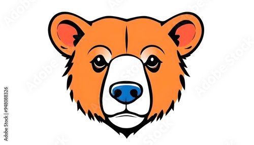 Bear face icon drawing isolated on a white background