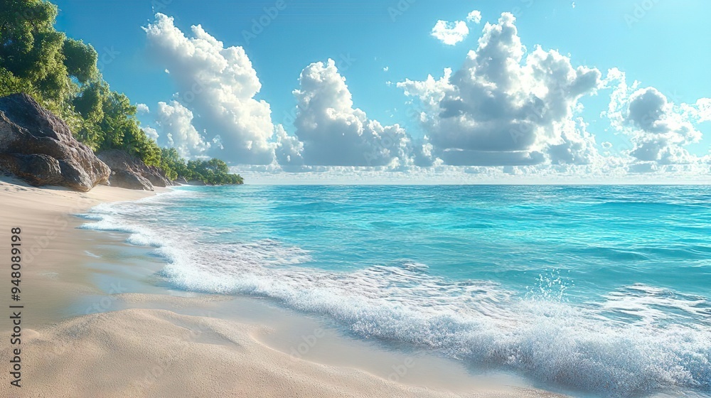 Serene Island Beach Turquoise Waters and a Gentle Ocean Breeze Create a Tranquil Paradise