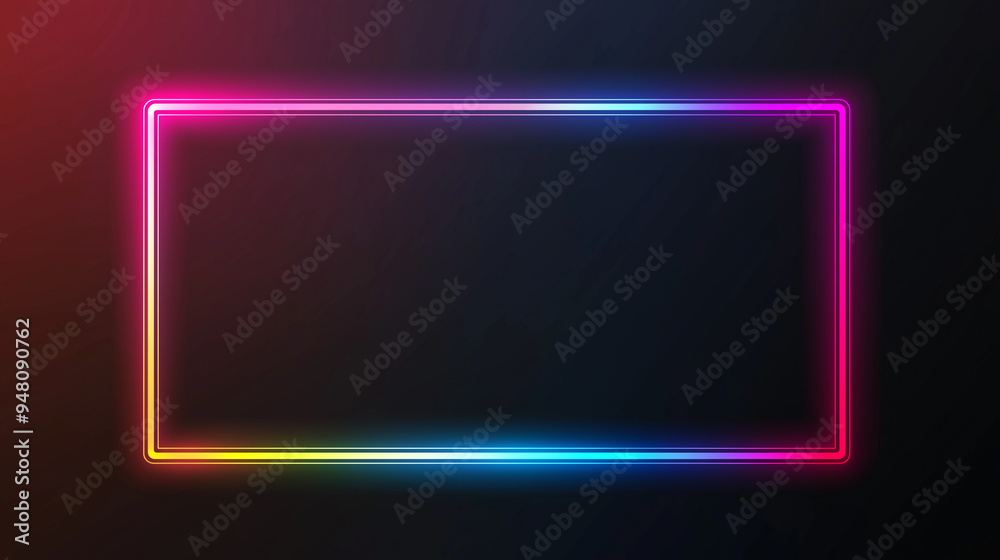 Neon gaming overlay with vibrant multicolor gradient frame on dark tech background for streaming, esports, or digital content creation Neon gaming overlay with vibrant multicolor gradient frame on dark tech background for streaming, esports, or digital content creation
