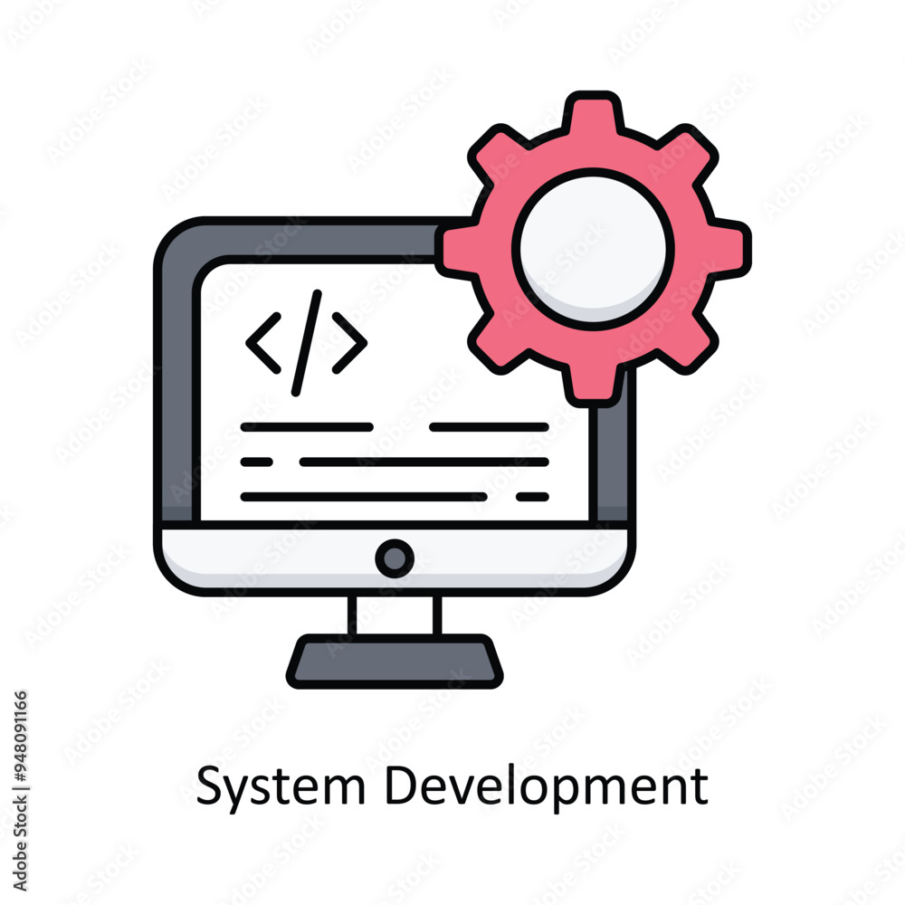 System Development Vector filled outline icon design illustration. information technology symbol on white background EPS 10 File System Development Vector filled outline icon design illustration. information technology symbol on white background EPS 10 File