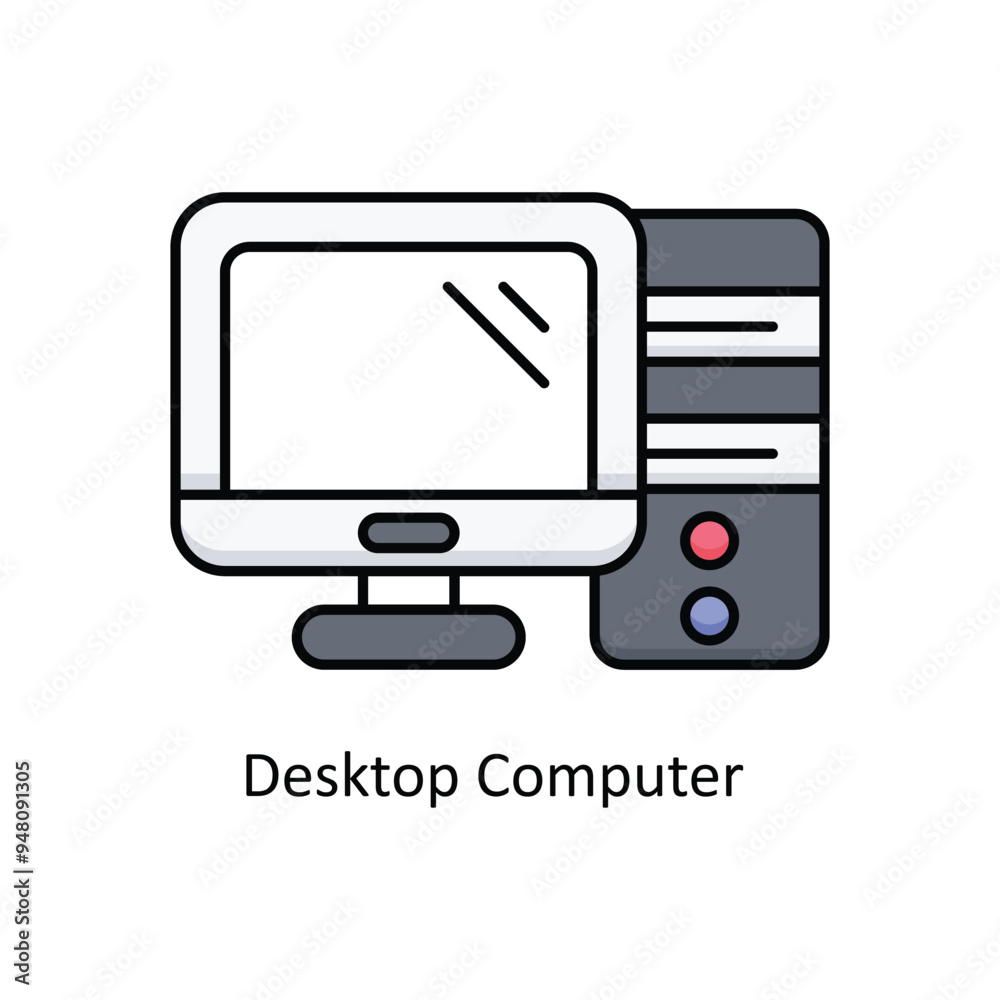 Desktop Computer Vector filled outline icon design illustration. information technology symbol on white background EPS 10 File Desktop Computer Vector filled outline icon design illustration. information technology symbol on white background EPS 10 File