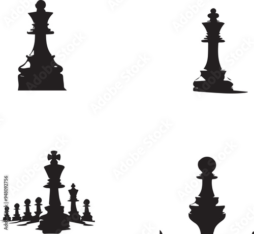  silhouette of clean vector of Chess Pawn isolated on white background

