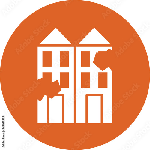 Earthquake glyph circle icon