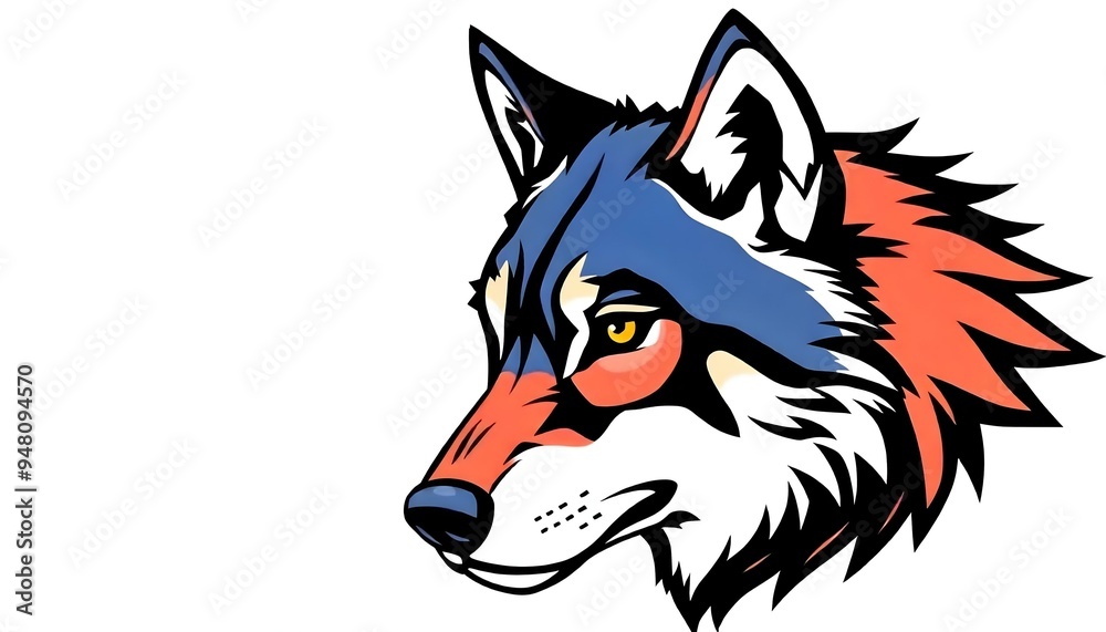 Fototapeta premium Wolf face icon drawing isolated on a white background
