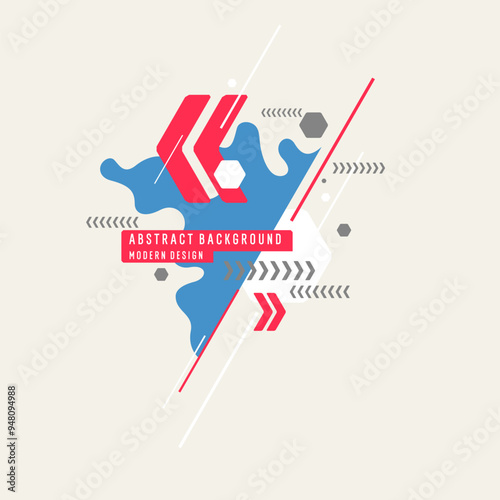 Geometric poster with different shapes. Modern abstract background. Vector illustration.