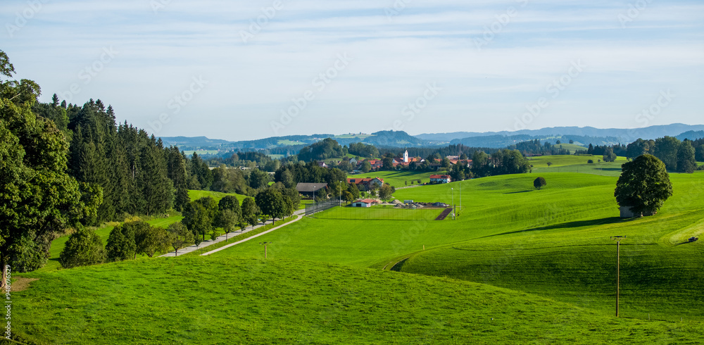 Fototapeta premium Weiler-Simmerberg-Ellhofen in Allgäu in the german alps