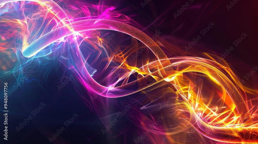 Glowing Genetic Elegance: Abstract DNA Helix Illustration Glowing Genetic Elegance: Abstract DNA Helix Illustration