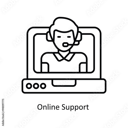 Online Support Vector outline icon design illustration. information technology symbol on white background EPS 10 File 