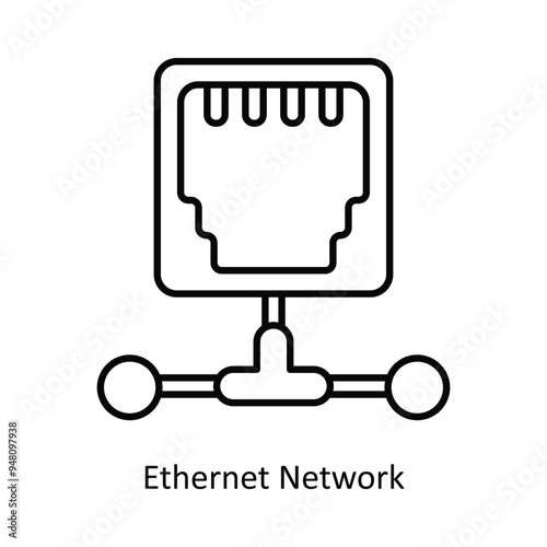 Ethernet Network Vector outline icon design illustration. information technology symbol on white background EPS 10 File 