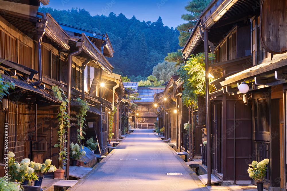Takayama, Japan at the Historic Sannomachi Street Takayama, Japan at the Historic Sannomachi Street