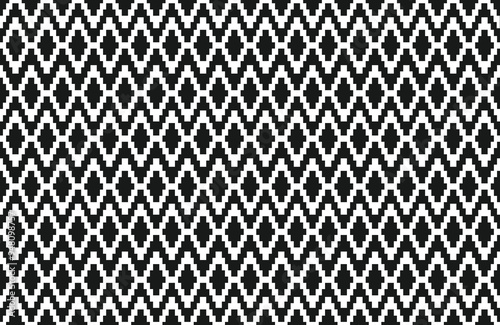 Seamless pattern of Thai weaving, square Vector illustration. Ethnic pixel embroidery designs for carpets, curtains, pillows, bags, clothing, geometric patterns.