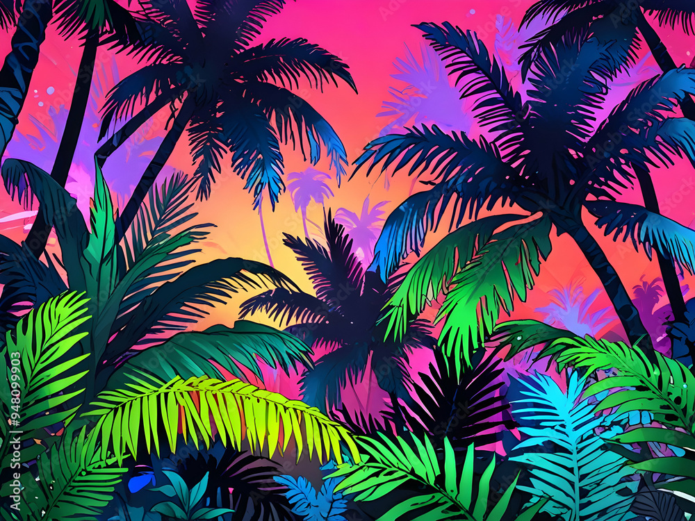 Obraz premium palm trees on the beach,Ai generated 
