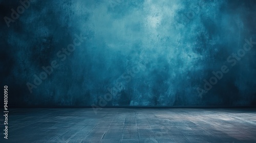 Abstract Dark Blue Concrete Wall and Floor