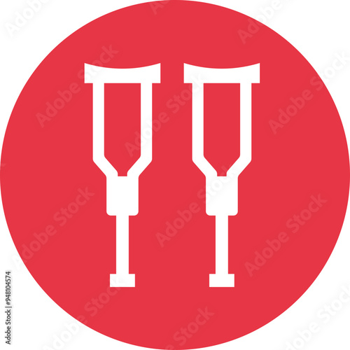 Crutches glyph circle icon