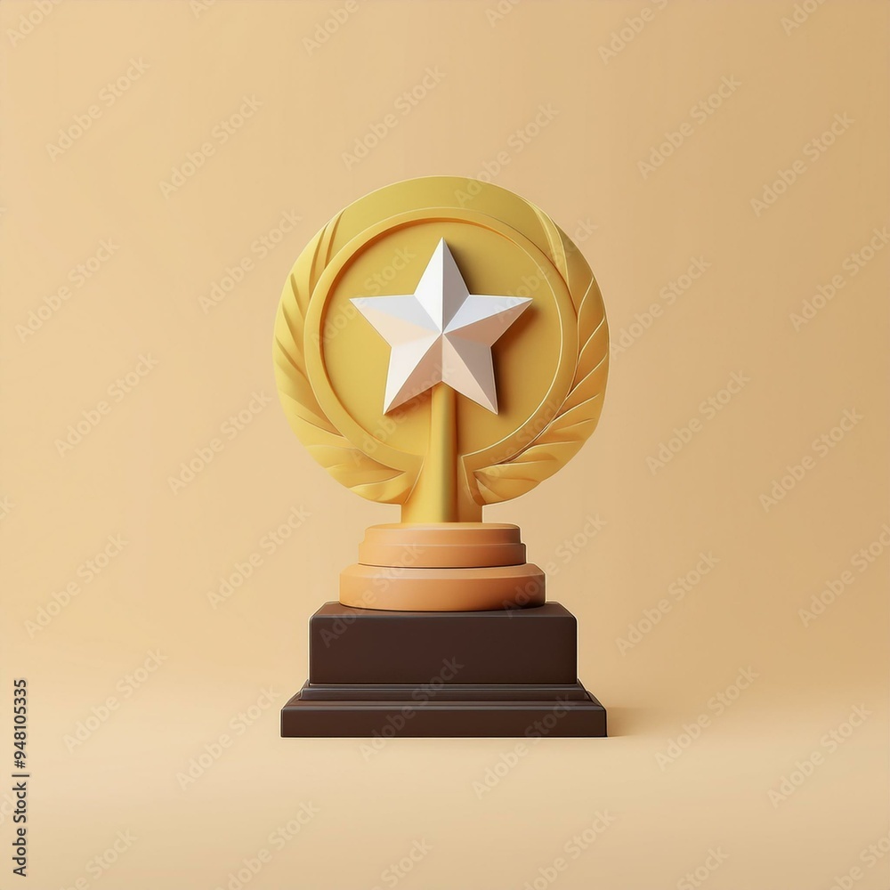 Stylish golden trophy with a star and laurel design, perfect for recognizing achievement and celebrating success. Stylish golden trophy with a star and laurel design, perfect for recognizing achievement and celebrating success.