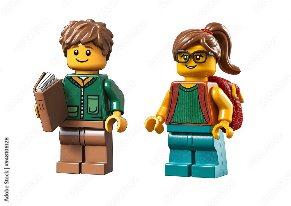 Obraz premium Lego figures students, boy and girl. Back to school