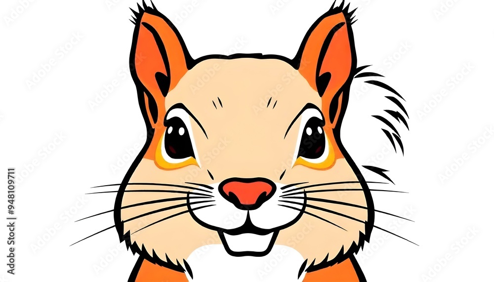 Obraz premium Squirrel face icon drawing isolated on a white background