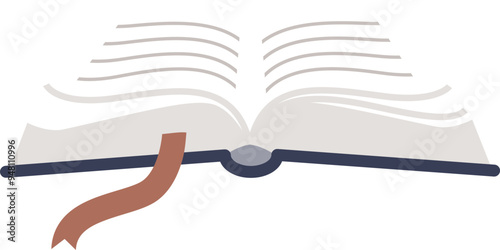 An open book with pages fluttering, symbolizing knowledge, education, and learning.
