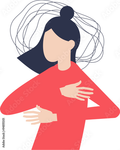 Illustration of a person clutching chest, symbolizing anxiety or panic.