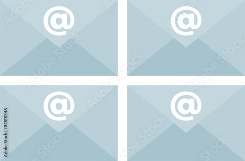 Four envelopes with at symbols, representing batched email tasks in a cluster.