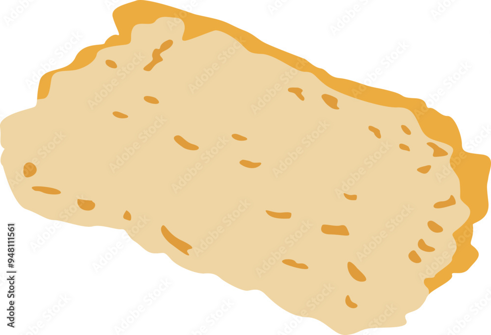 Illustration of a golden-brown seitan piece, a popular meat substitute.