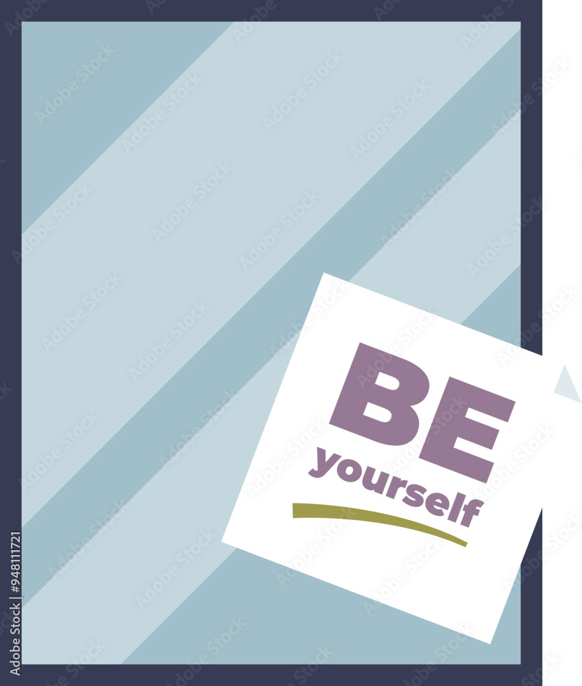 Mirror with 'BE yourself' note, symbolizing self-acceptance and positive affirmations. Mirror with 'BE yourself' note, symbolizing self-acceptance and positive affirmations.