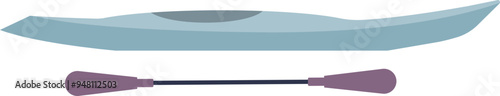 Simplified illustration of a kayak and paddle, symbolizing water sports and adventure.