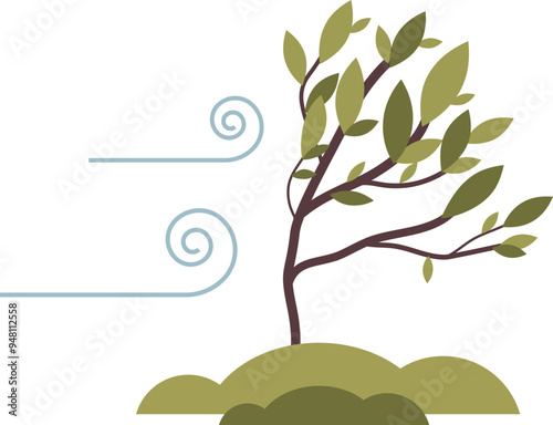 A tree bending in the wind, symbolizing resilience and adaptability.
