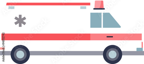 Flat vector illustration of an ambulance, symbolizing emergency medical services.