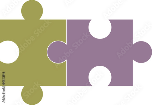 Two puzzle pieces connecting, symbolizing solutions and teamwork.