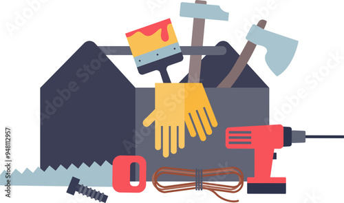 Illustration of a toolbox with tools symbolizing change and improvement.