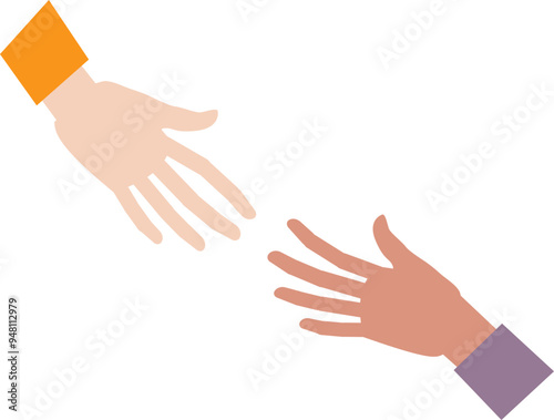 Two hands reaching towards each other, symbolizing support, care, and assistance.
