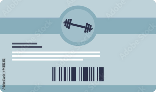 Illustration of a gym membership card with a barcode and dumbbell icon, symbolizing access to fitness facilities.