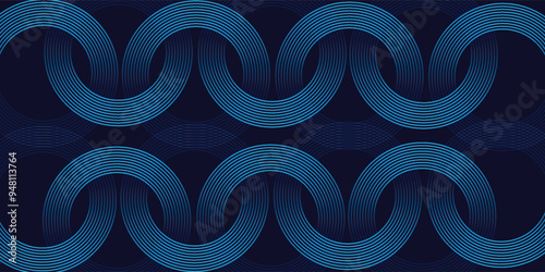 Create a bold look with a centric circle background featuring vector graphics of sound waves.