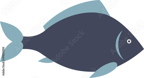 Illustration of a blue fish, symbolizing marine life and seafood.