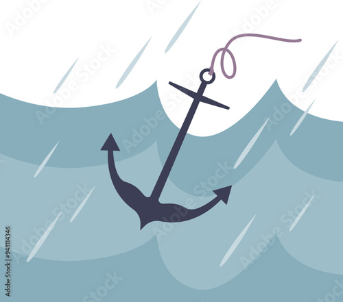 An anchor amidst turbulent waves, symbolizing stability in adversity.