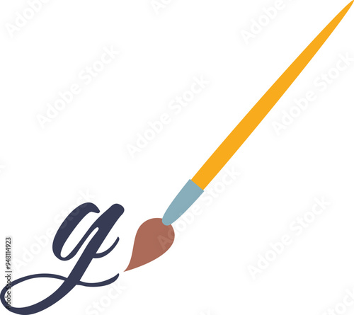 A stylized calligraphy brush creating a cursive letter, symbolizing artistic writing.