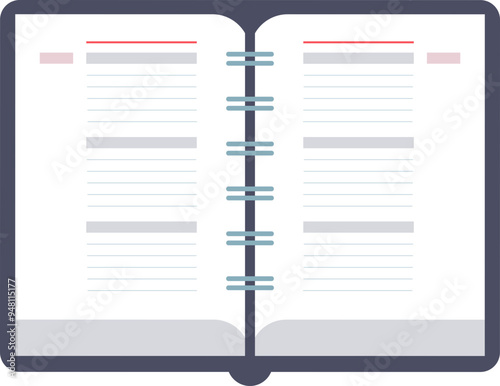 Open planner with blank pages, symbolizing organization and scheduling.
