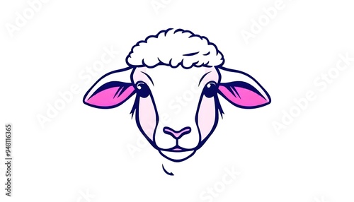 Sheep face icon drawing isolated on a white background photo