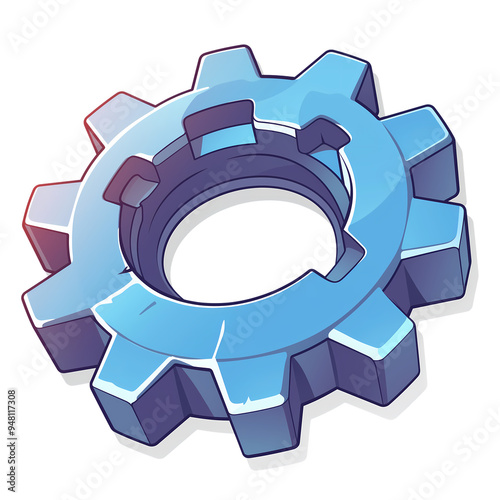 a 2d cartoon clipart drawing of a gear (settings) on an isolated transparent background