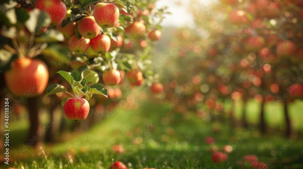 Ripe beautiful apple fruit on tree in plantation farm orchard Ripe beautiful apple fruit on tree in plantation farm orchard