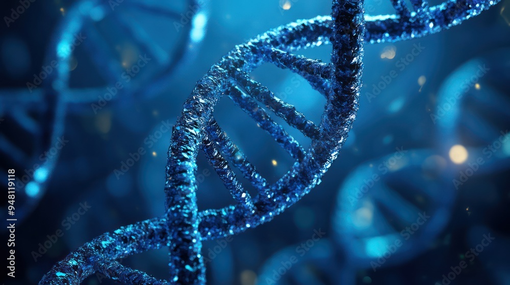 A close-up view of a luminous blue DNA double helix, representing genetic research and biotechnological advancement. A close-up view of a luminous blue DNA double helix, representing genetic research and biotechnological advancement.