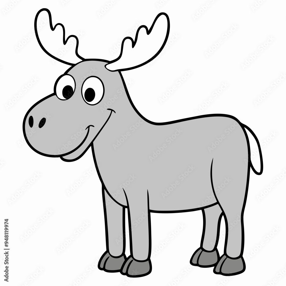 Childish Contour Moose Rounded Profile Vector Art Childish Contour Moose Rounded Profile Vector Art
