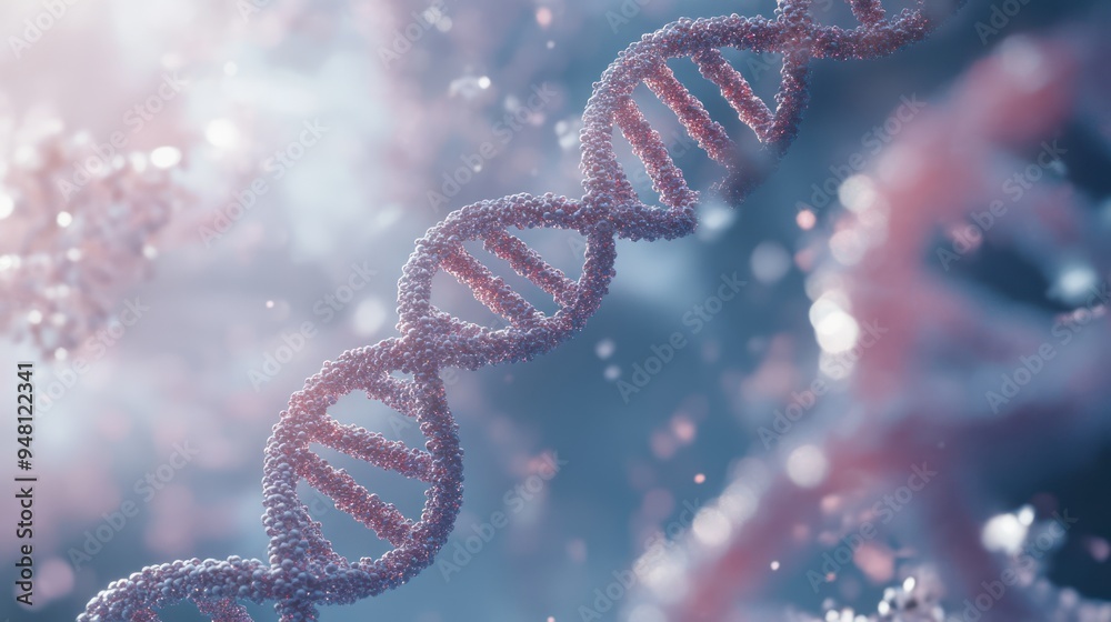 A captivating close-up of a DNA double helix, showcasing intricate molecular structures in vibrant colors. A captivating close-up of a DNA double helix, showcasing intricate molecular structures in vibrant colors.