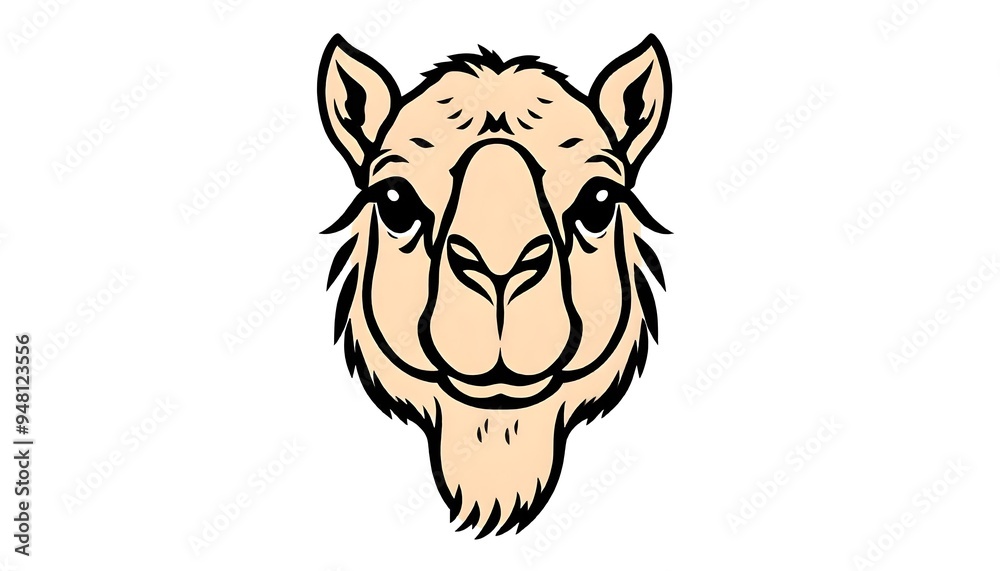 Fototapeta premium Camel face icon drawing isolated on a white background