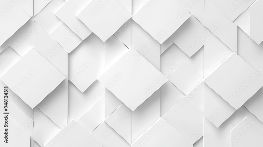 Fototapeta premium Abstract design featuring overlapping white squares in a modern pattern.